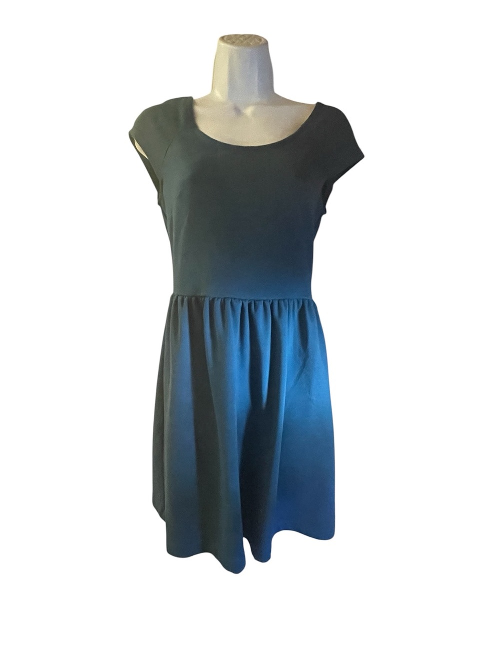 American Eagle Outfitters Teal Cap-Sleeve Fit-and-Flare Dress